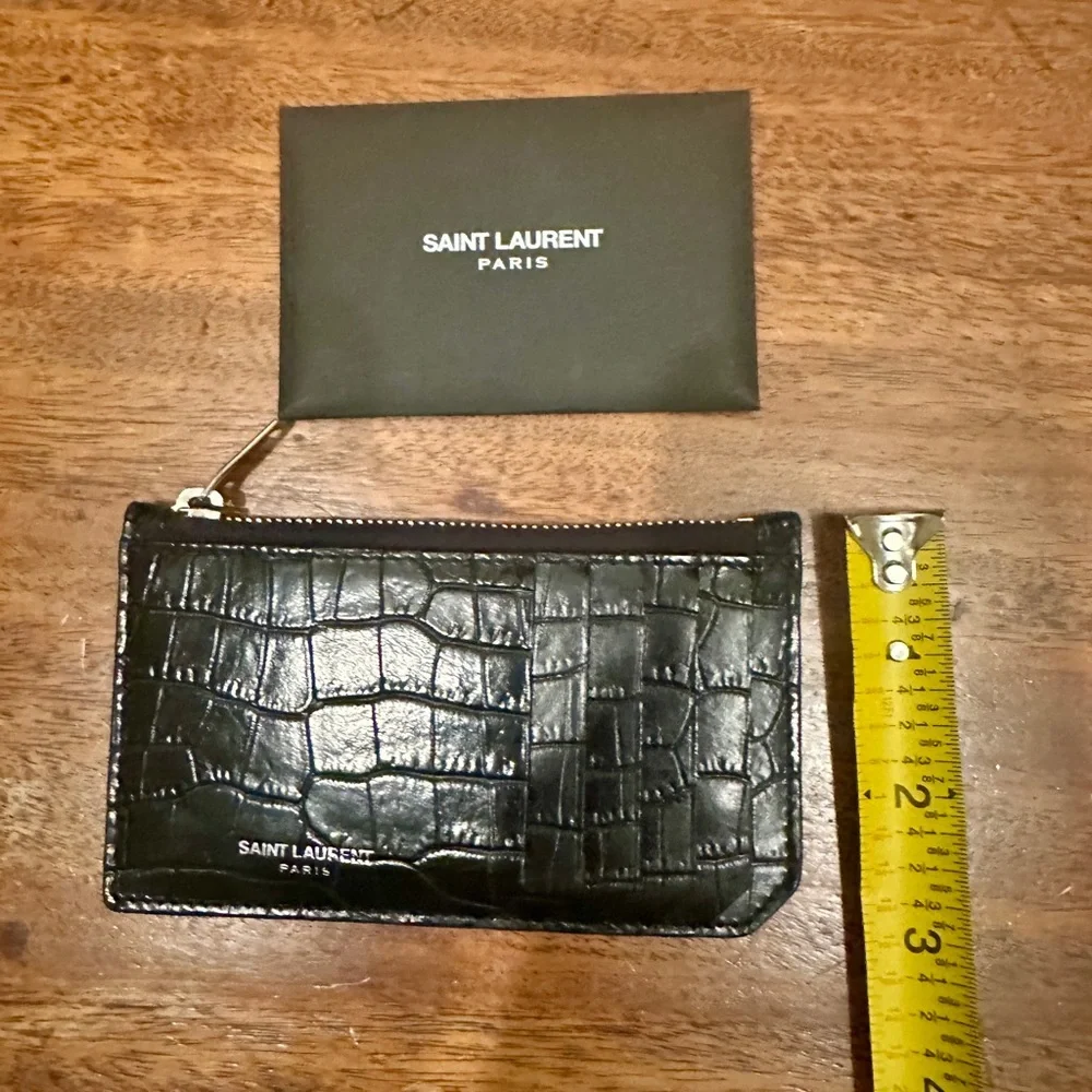 Saint Laurent Black Croc-Embossed card holder/wallet - Picture 12 of 16